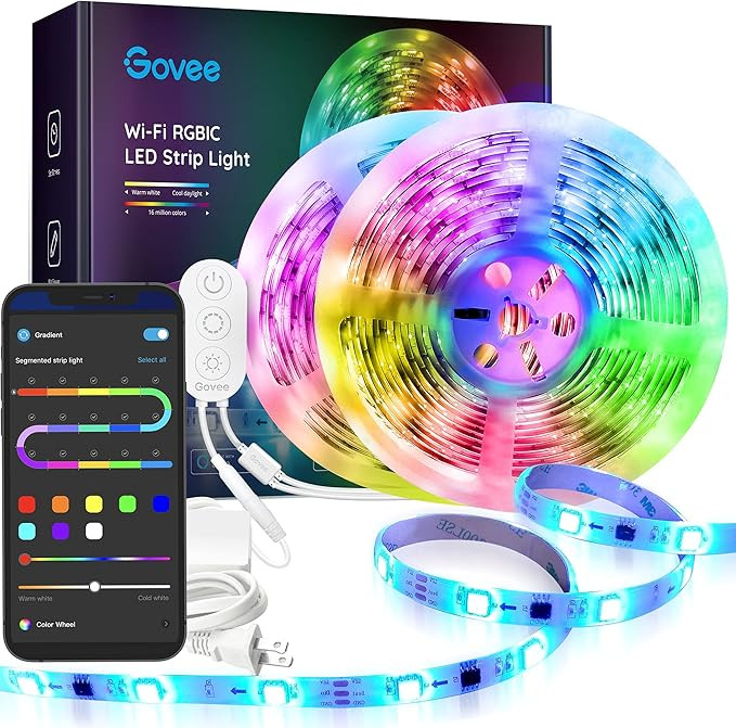 Govee 32.8FT LED Strip Lights RGBIC, WiFi Wireless Smart LED Light Strip 5050 LED Lights Sync to ... | Amazon (US)