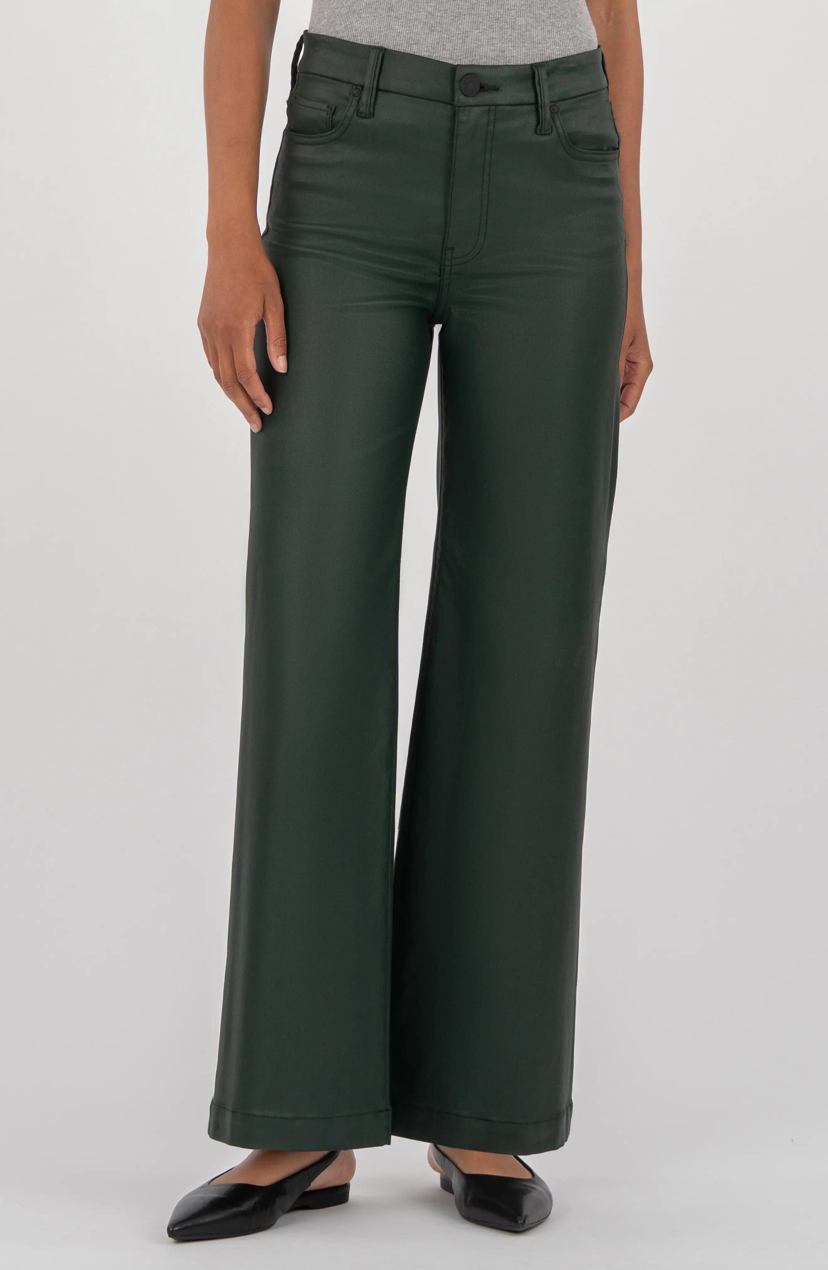 KUT from the Kloth Meg Coated High Waist Wide Leg Ankle Jeans (Women) | Nordstrom | Nordstrom