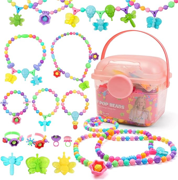Snap Pop Beads Jewelry Kit for Girls – 350PCS Insect DIY Bracelet Making Toy with Butterfly, La... | Amazon (US)