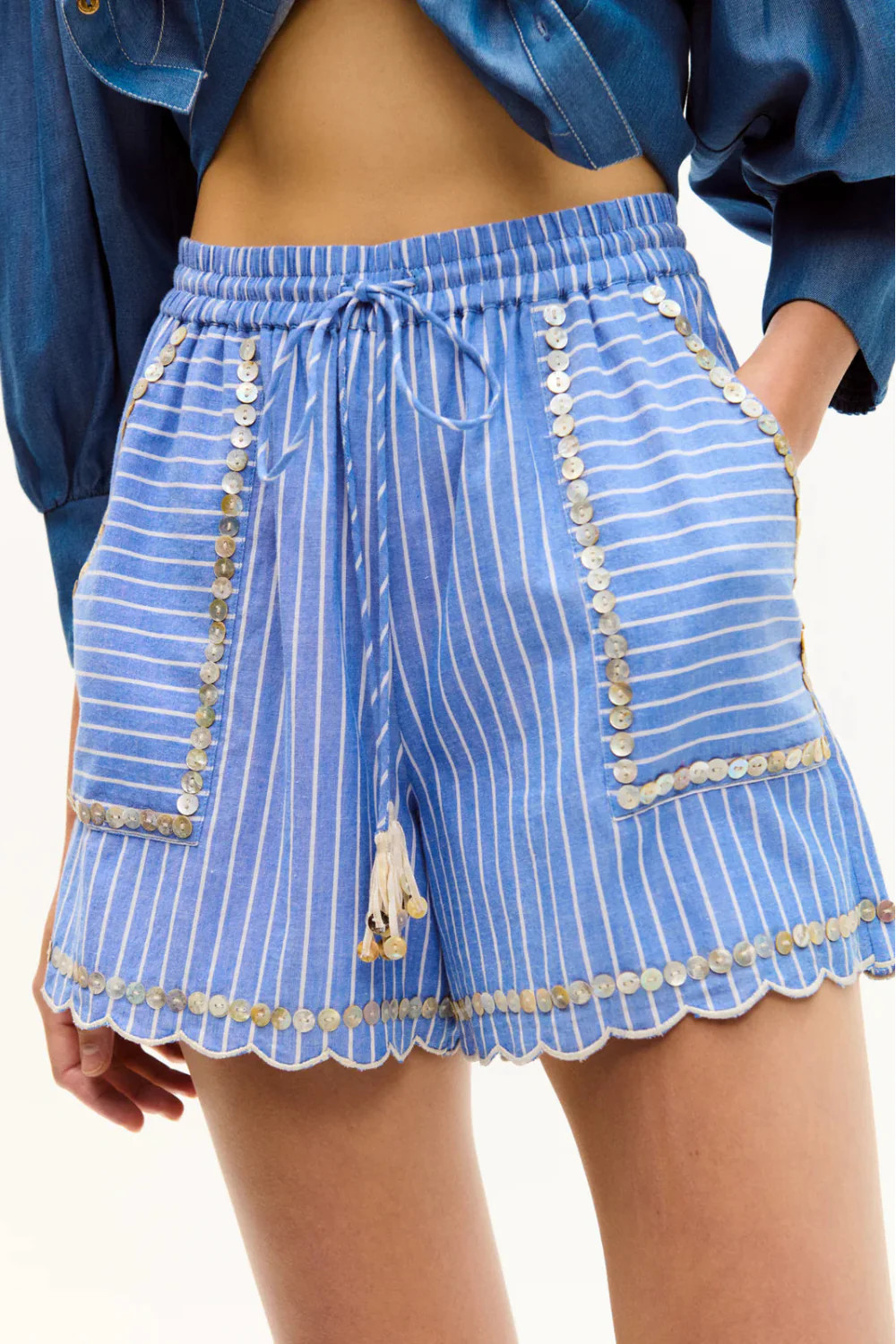 Moni Shorts Blue Stripes | Curio