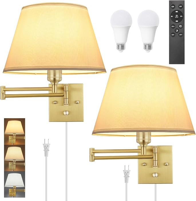 TRLIFE Remote Control Dimmable Wall Sconce, Adjustable Color Temperature 2700K-6500K Brushed Bras... | Amazon (US)
