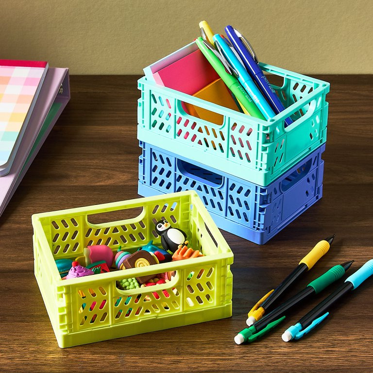 Pen+Gear Mini Collapsible Crate, 5.51" x 4.13" x 2.28", Assorted Blue Colors, 3 Count per pack, P... | Walmart (US)