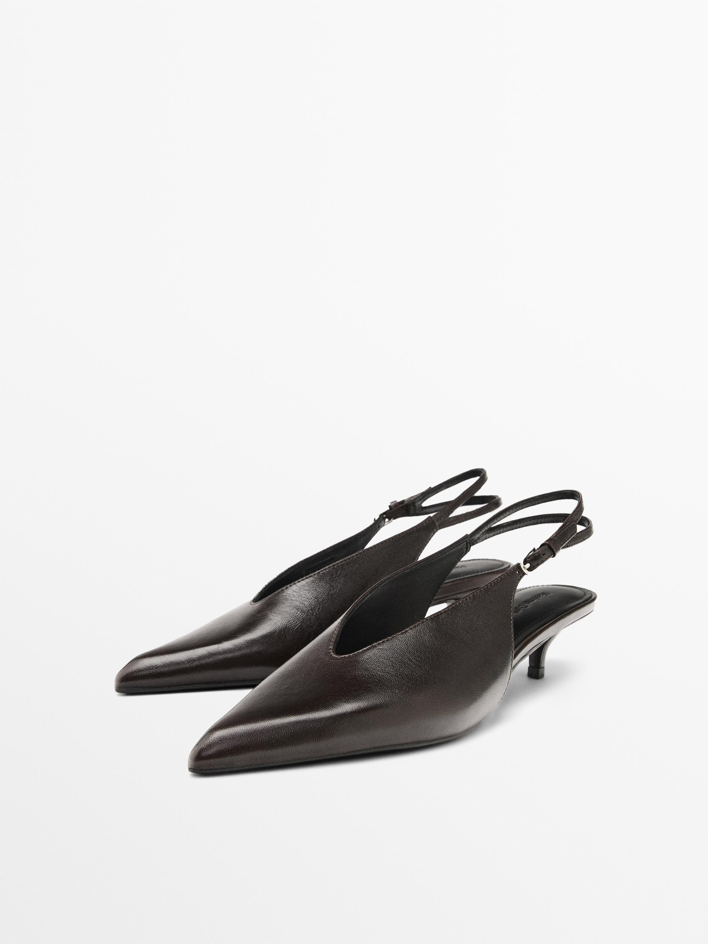 Leather high-heel mules | Massimo Dutti UK