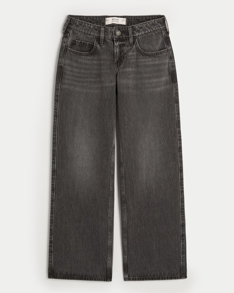Women's Low-Rise Washed Black Baggy Jeans from Hollister | Hollister (US)