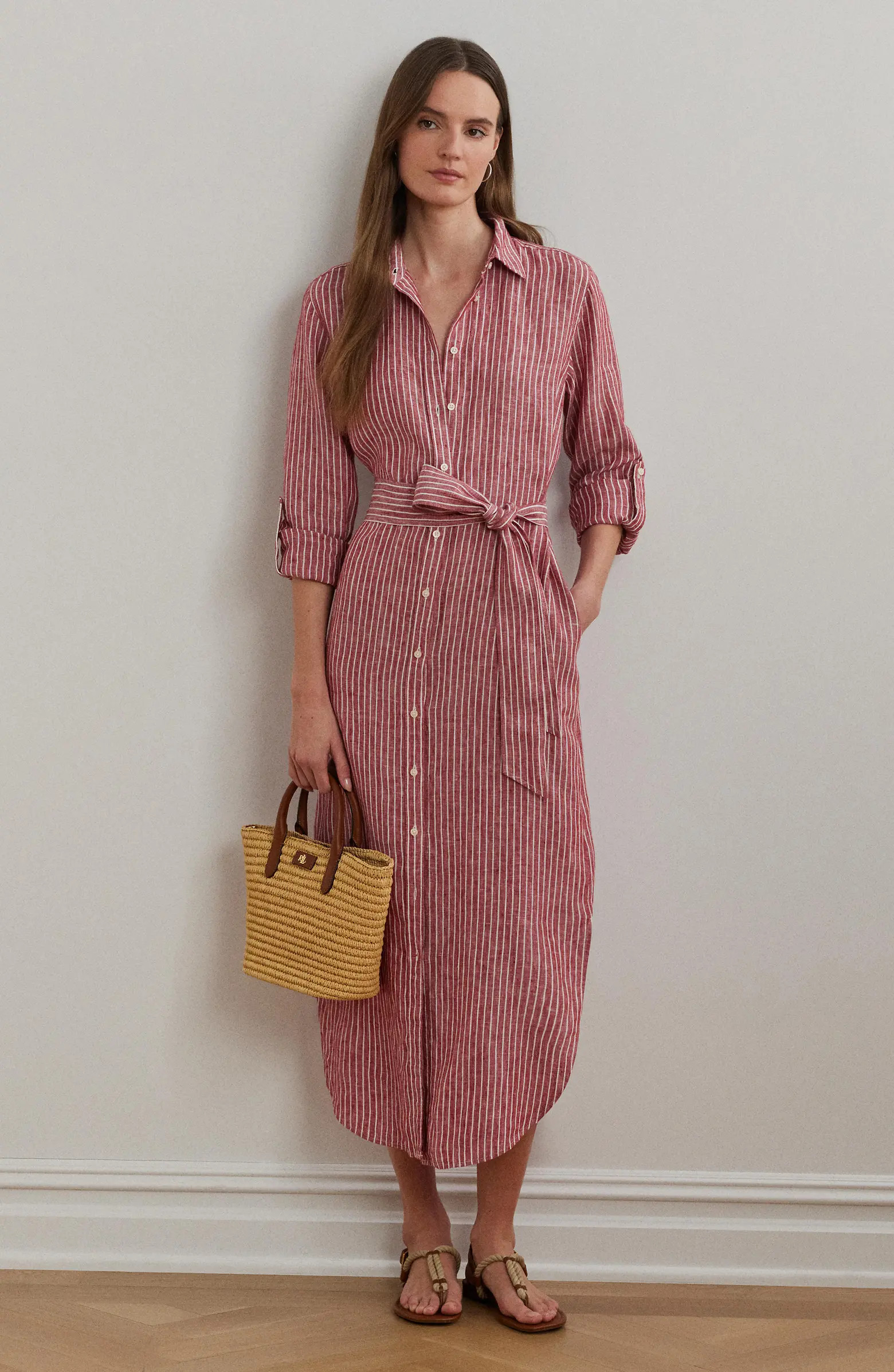 Stripe Long Sleeve Linen Shirtdress | Nordstrom