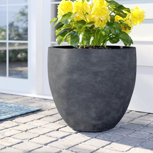 Dark Gray Adamell Round Fiberclay Pot Planter | Wayfair North America