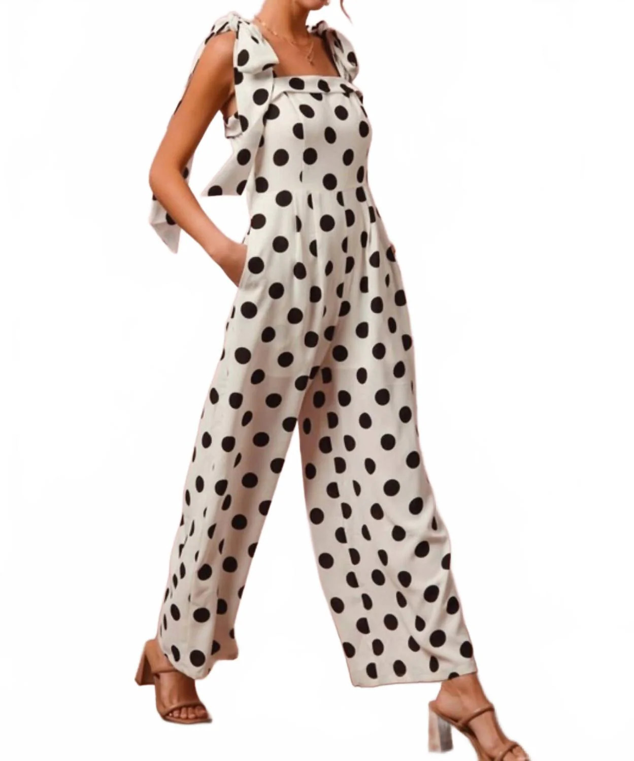 Poppy Polka Dot Jumpsuit In White/black | Shop Simon