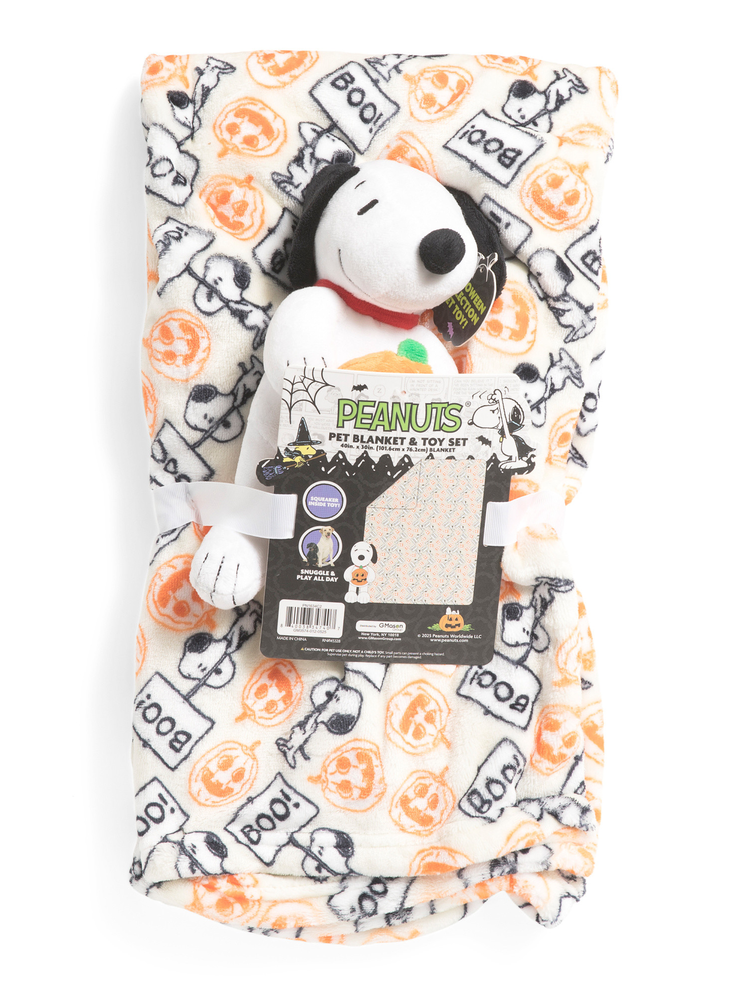 Pumpkin Snoopy Halloween Printed Blanket And Toy Set | TJ Maxx