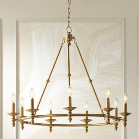 Stiffel Hartley 35" Wide Warm Antique Gold 9-Light Ring Chandelier - #78D98 | Lamps Plus | Lamps Plus