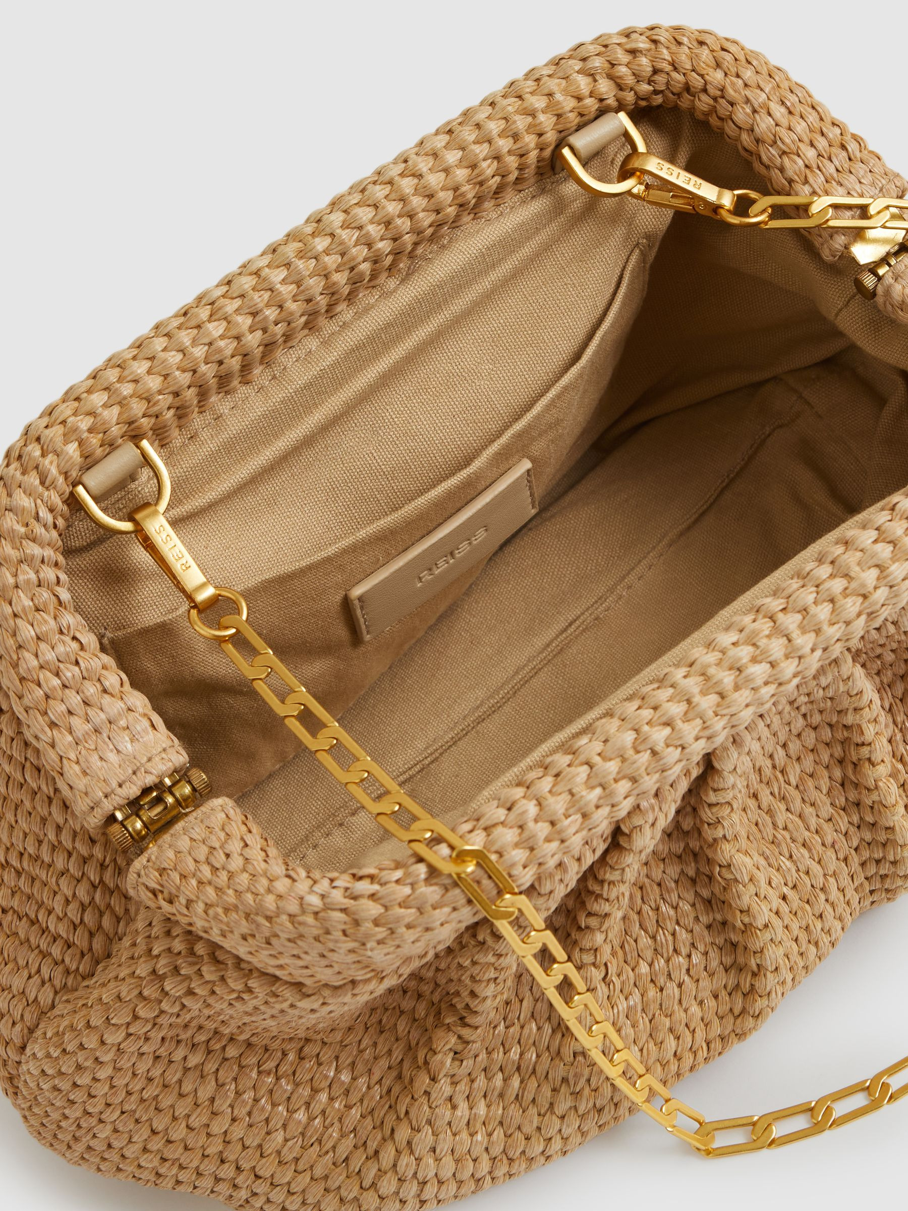 Raffia Clutch Bag in Natural | Reiss UK