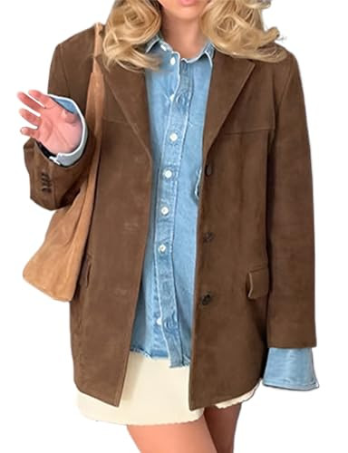 IDEALSANXUN Chaqueta de gamuza para mujer, para otoño e invierno, a la moda, casual, de gran tam... | Amazon (US)