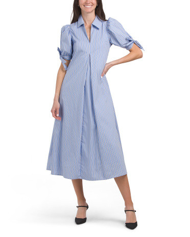 Collared V-neck Godet Midi Dress | TJ Maxx
