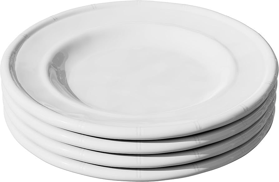 American Atelier White Melamine Salad Plates, 9-Inch Melamine Plates with Bamboo Edge Design, Din... | Amazon (US)