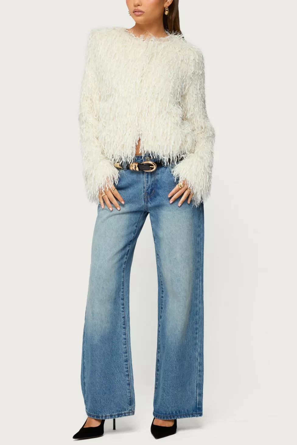 Edikted Aleandra Fringed Faux Feather Jacket | Urban Outfitters (US and RoW)