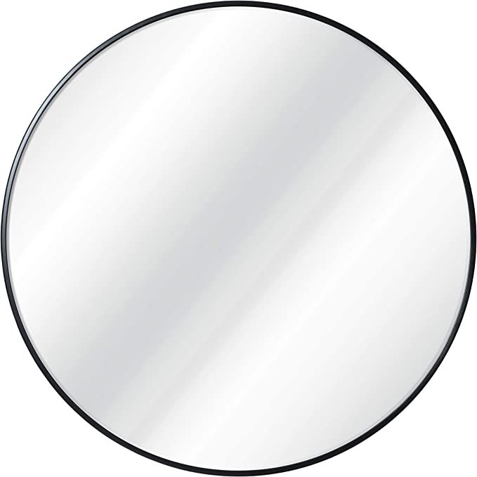 Amazon.com: Black Circle Wall Mirror 30 Inch Black Round Wall Mirror for Entryways, Washrooms, Li... | Amazon (US)