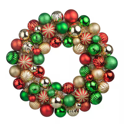 Holiday Living 24-in Indoor (non powered) Red/Green/Gold Artificial Christmas Wreath | Lowe's