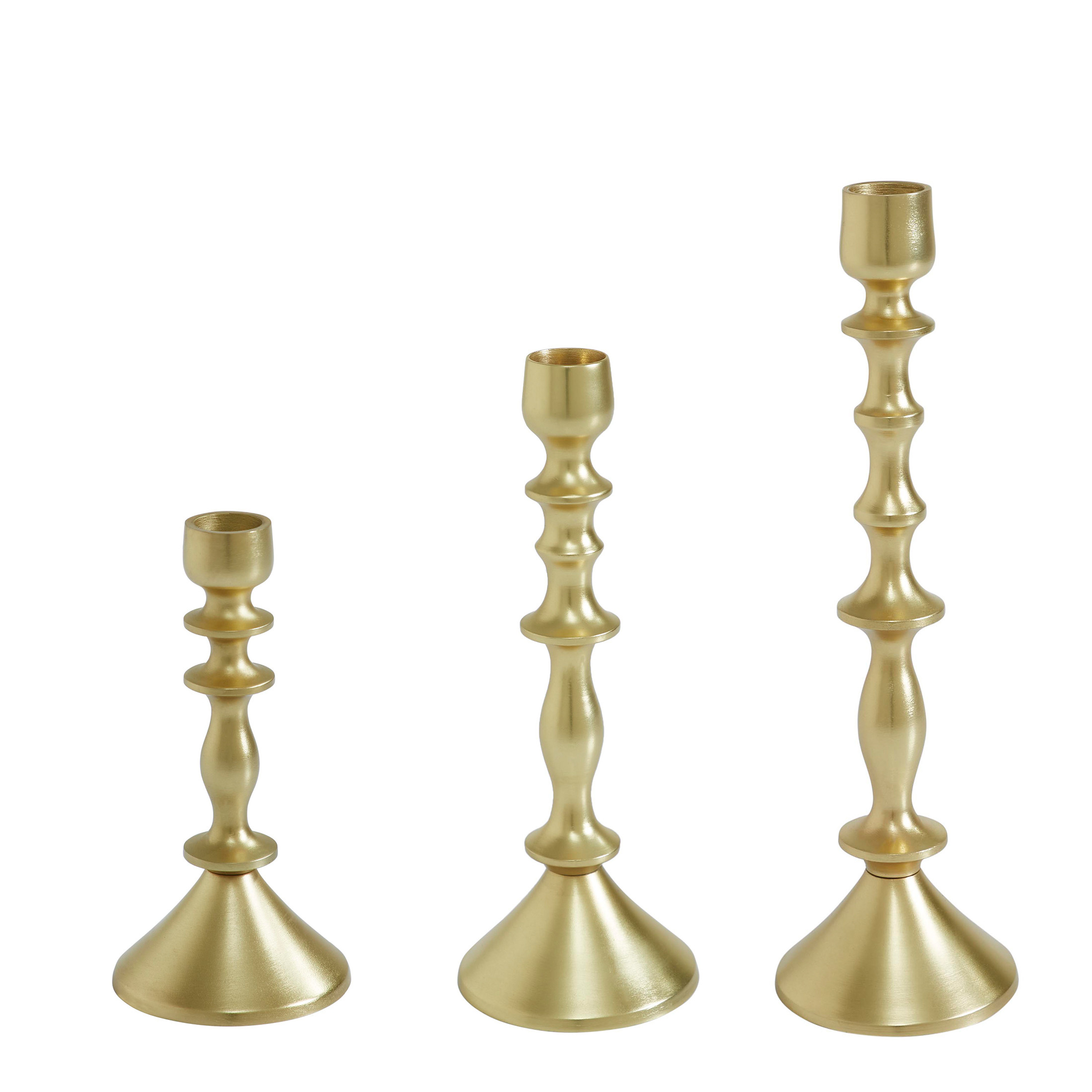 Beautiful Gold Metal Taper Candle Holders by Drew Barrymore, Set of 3 - Walmart.com | Walmart (US)