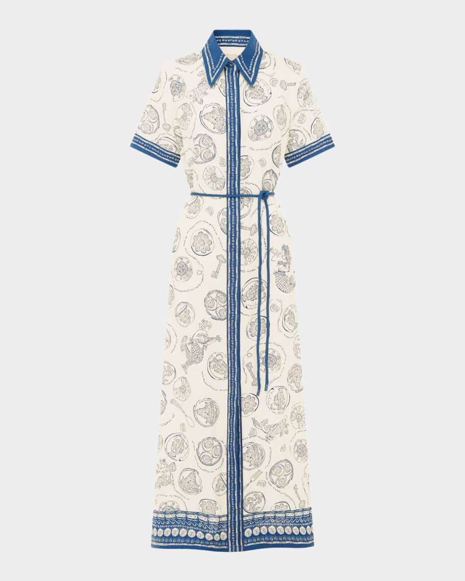 Lucky Printed Linen Maxi Shirtdress | Neiman Marcus