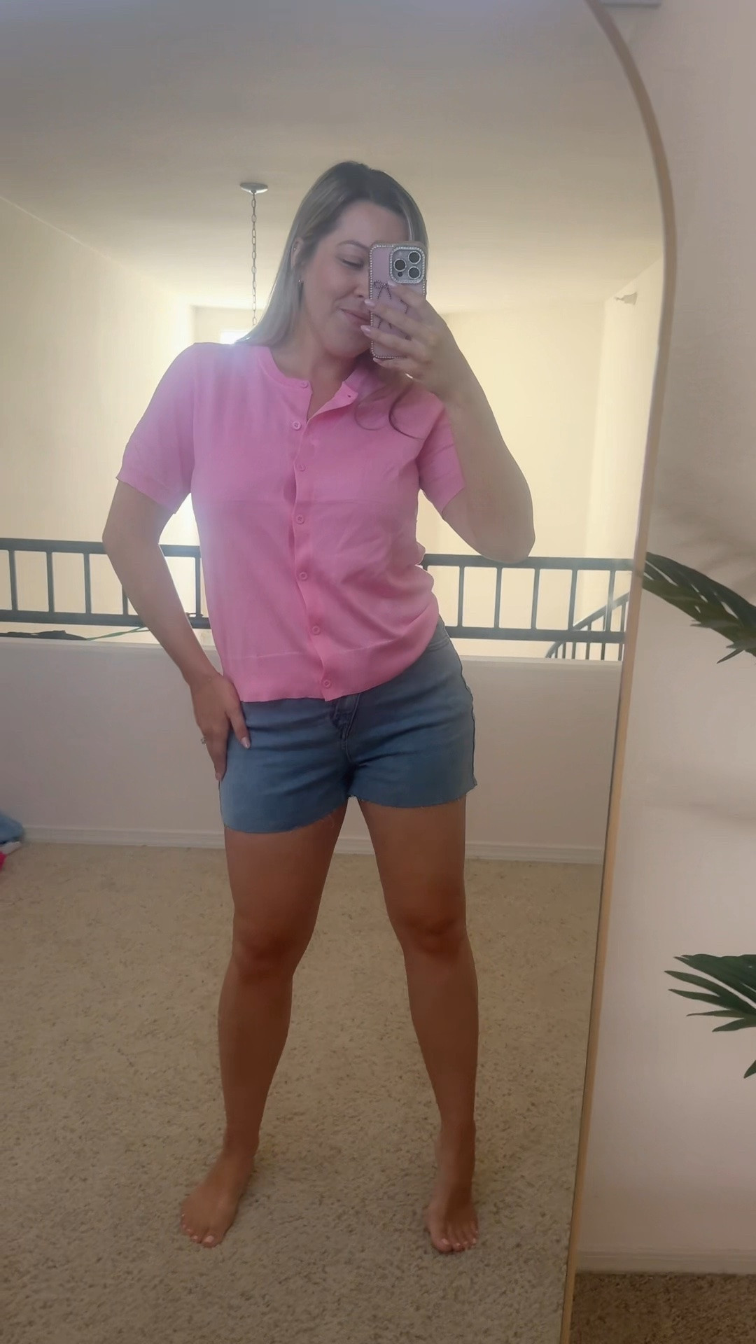 Short sleeve pink cardigan
Summer to fall transition outfit
Comfortable denim shorts
Business casual tops
Layering outfits
Summer fashion
Fall fashion
Pink cardigan outfit

#LTKSaleAlert #LTKMidsize #LTKootd