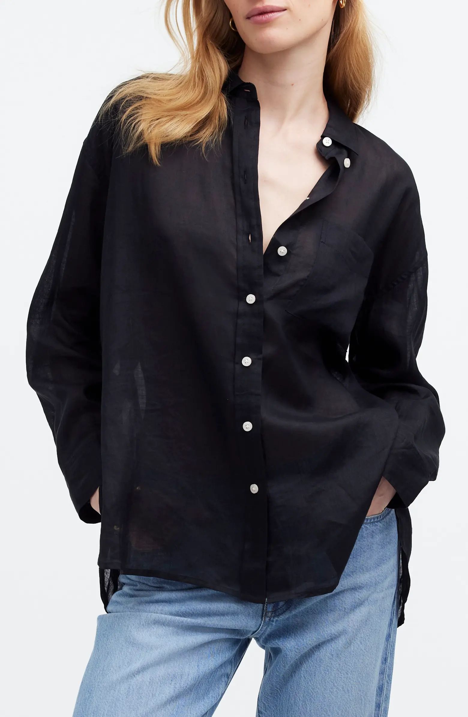 The Oversized Ramie Button-Up Shirt | Nordstrom