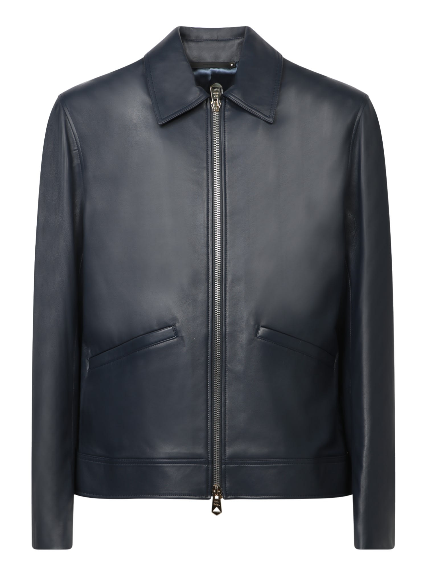 Paul Smith Blue Leather Jacket | Italist.com US