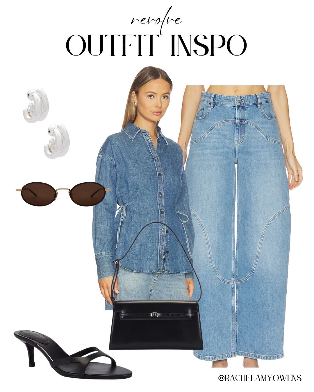 Taking denim-on-denim to the next level with this ultra-chic, structural look. I love how the cinched waist on the denim shirt complements the dramatic, wide-leg jeans, creating a perfectly balanced silhouette that feels fresh. 👖

Polishing off this look with classic black accessories and cool oval sunglasses for an edge.

#DenimOnDenim #RevolveMe #StreetStyle #DenimLook #ChicOOTD

#LTKootd