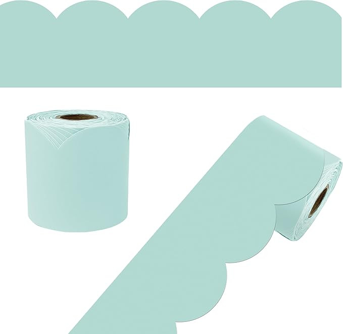 Carson Dellosa 65Ft of Sea Glass Green Bulletin Board Borders, 1 Roll of Pastel Scalloped Trim fo... | Amazon (US)