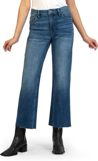 KUT from the Kloth Kelsey Fab Ab High Waist Raw Hem Ankle Flare Jeans | Nordstrom | Nordstrom