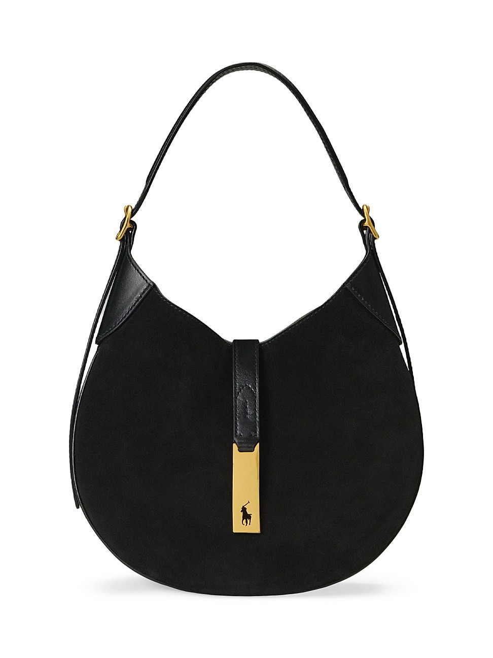 Women's Polo ID Small Suede Shoulder Bag - Black | Saks Fifth Avenue