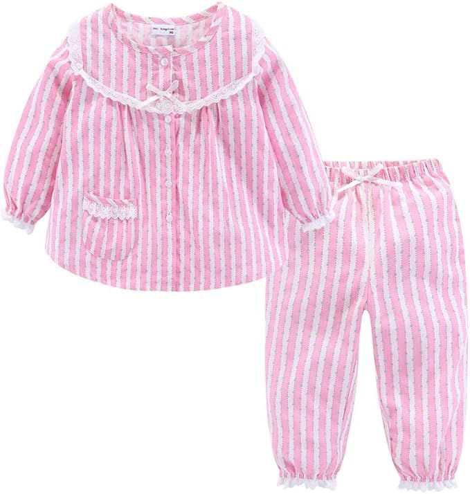 Mud Kingdom Girls Pajamas Set Lace Long Sleeve | Amazon (US)