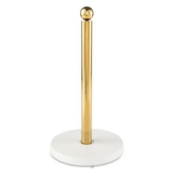 Thyme & Table Paper Towel Holder with Ribbed Ceramic Base, White and Gold | Walmart (US)