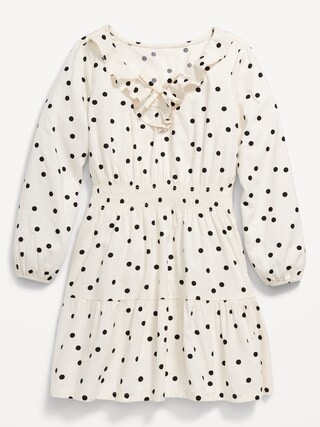 Long-Sleeve Ruffle-Trim Tiered Dress for Girls | Old Navy (US)