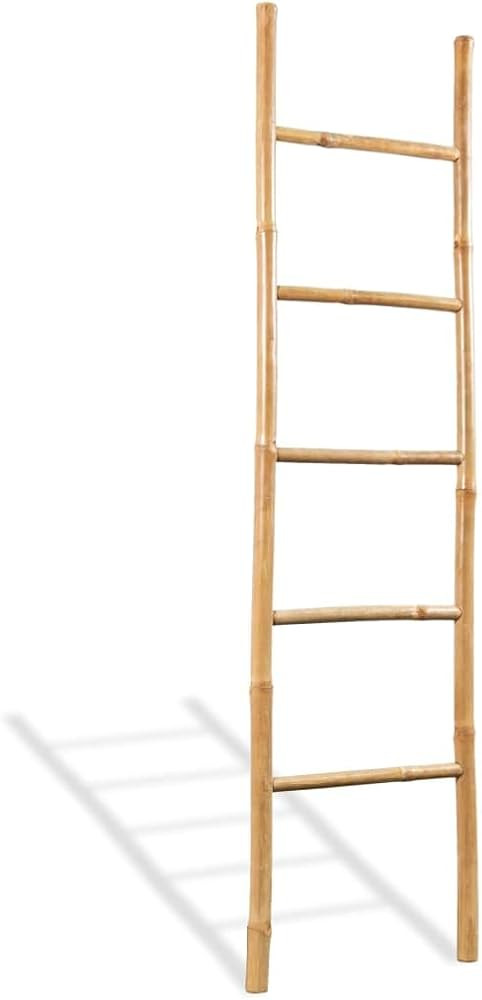 "vidaXL Bamboo Towel Ladder with 5 Rungs – Brown Freestanding Towel Rack for Bathroom and Home ... | Amazon (UK)
