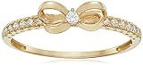Amazon Collection 10K Gold Dainty Bow Ring set with Round Cut Swarovski Zirconia (.216 cttw), Size 6 | Amazon (US)