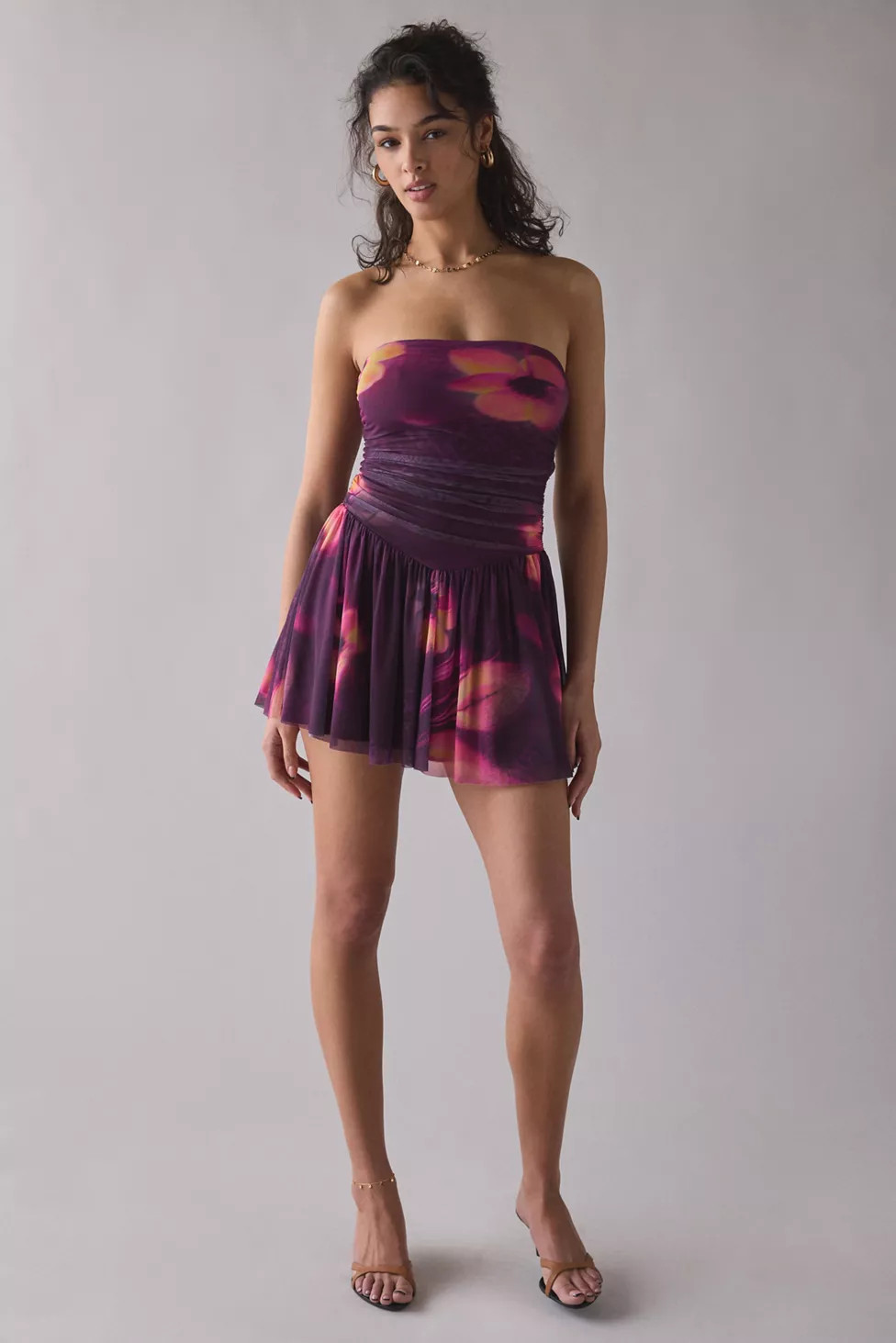 UO Modern Mesh Basque Waist Strapless Mini Dress | Urban Outfitters (US and RoW)