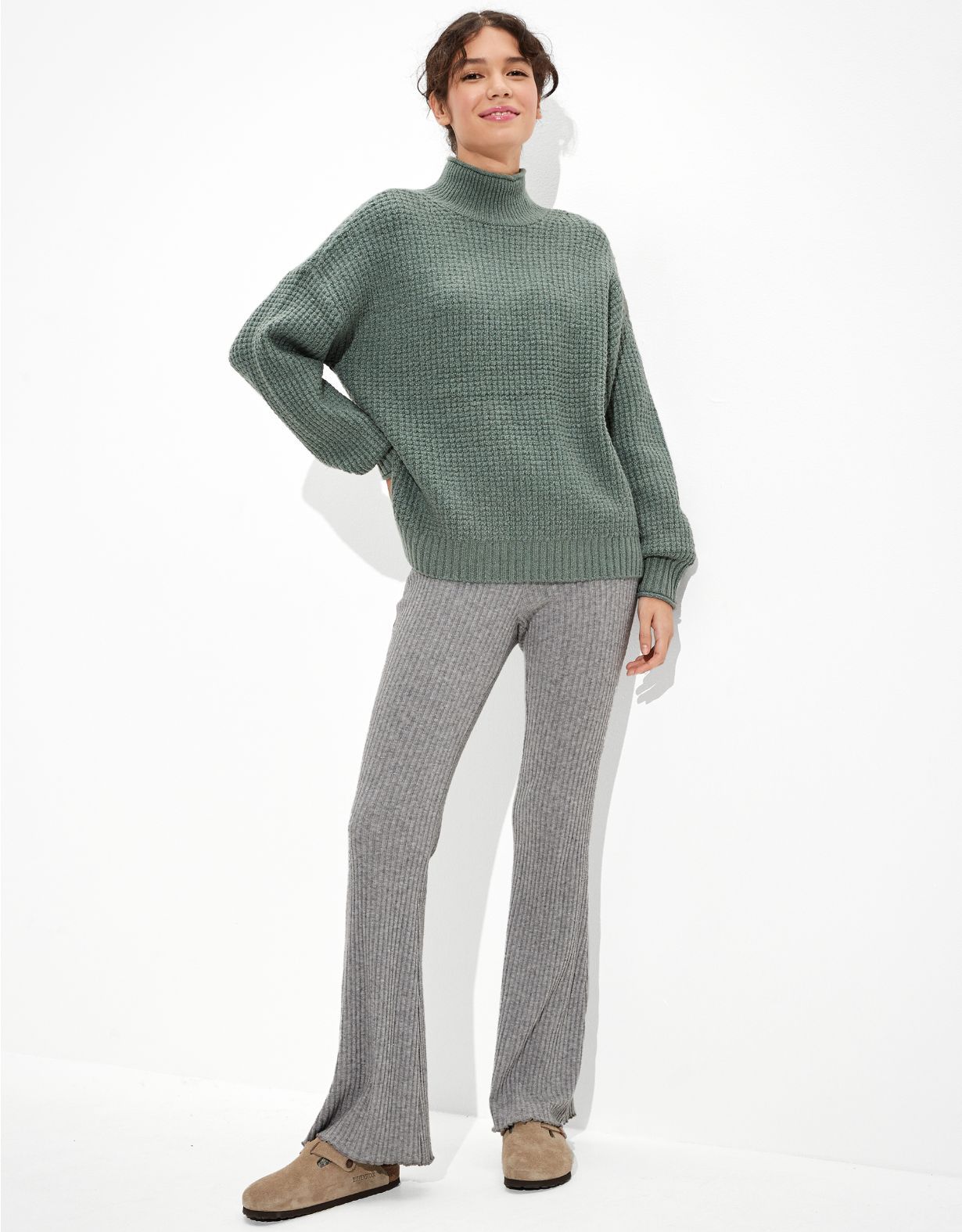 AE Oversized Balloon-Sleeve Mock Neck Sweater | American Eagle Outfitters (US & CA)