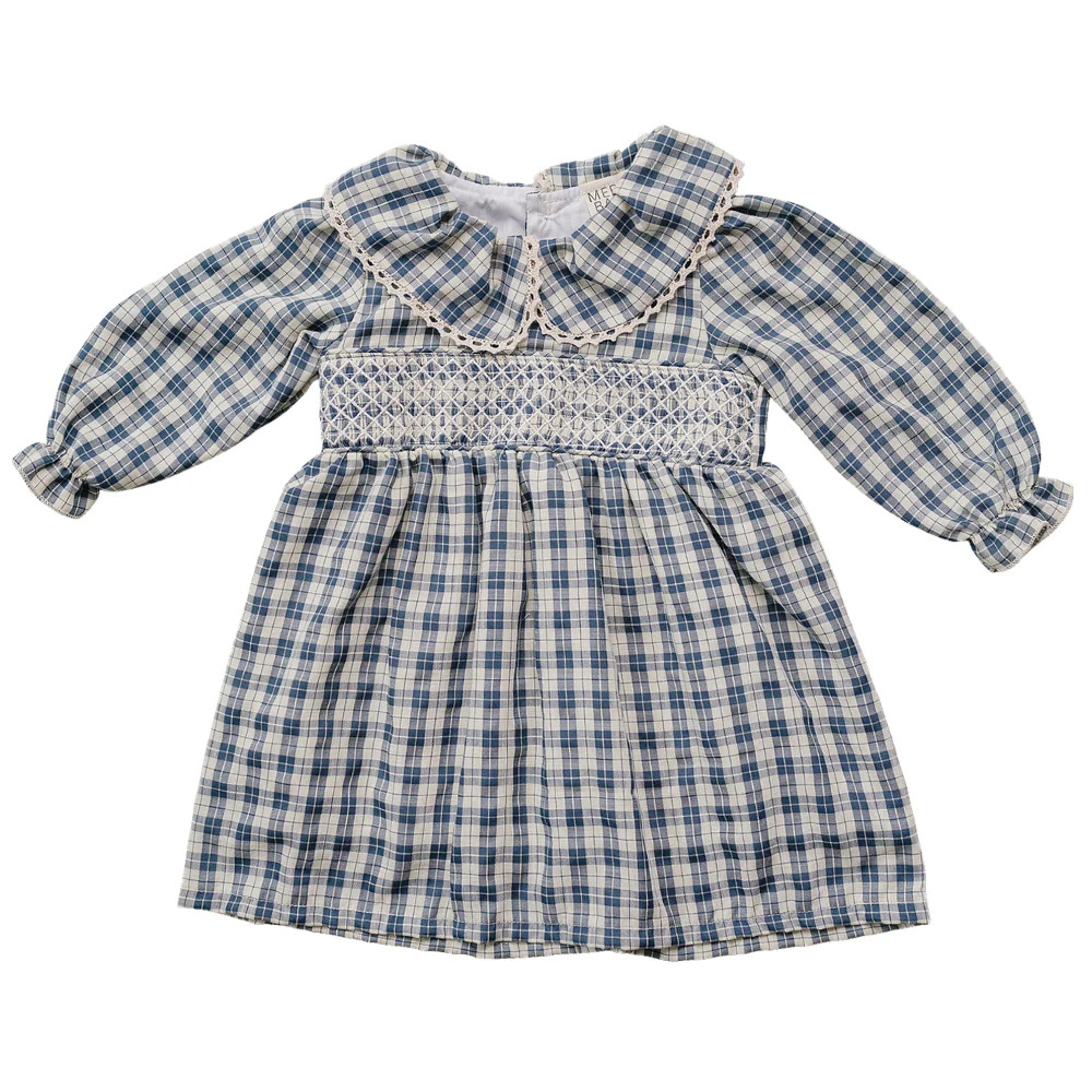 Blue Plaid Ruffle Collar Dress | Mebie Baby