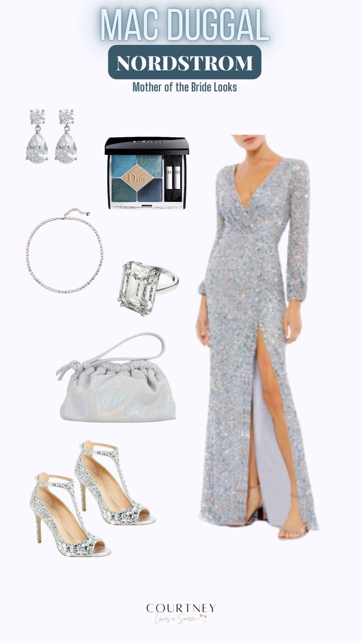 Stunning mother of the bride look from Nordstrom in ice queen blue. This style would also be a great option for a winter wedding guest dress complete with sparkly accessories. Follow me for more wedding style posts! #nordstromwedding #weddingguestdress #motherofthebridelooks

#LTKFind #LTKwedding #LTKstyletip
