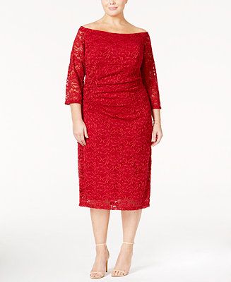 INC International Concepts Plus Size Off-The-Shoulder Lace Sheath Dress, Only at Macy's | Macys (US)