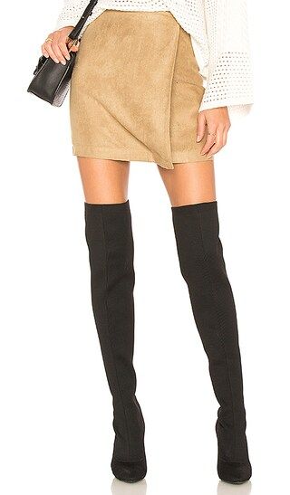 BCBGeneration A Line Faux Suede Skirt in Dark Camel | Revolve Clothing