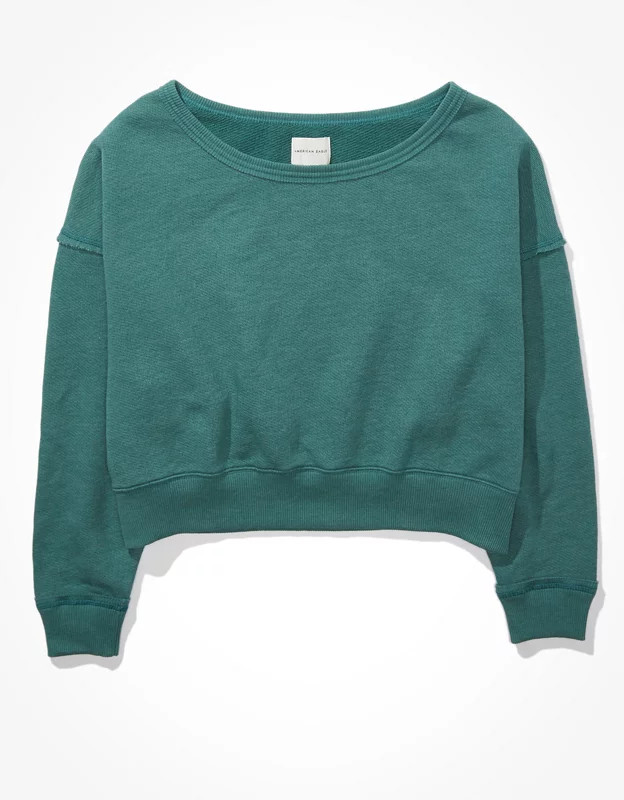 AE Forever Slouchy Cropped Crew Neck Sweatshirt | American Eagle Outfitters (US & CA)