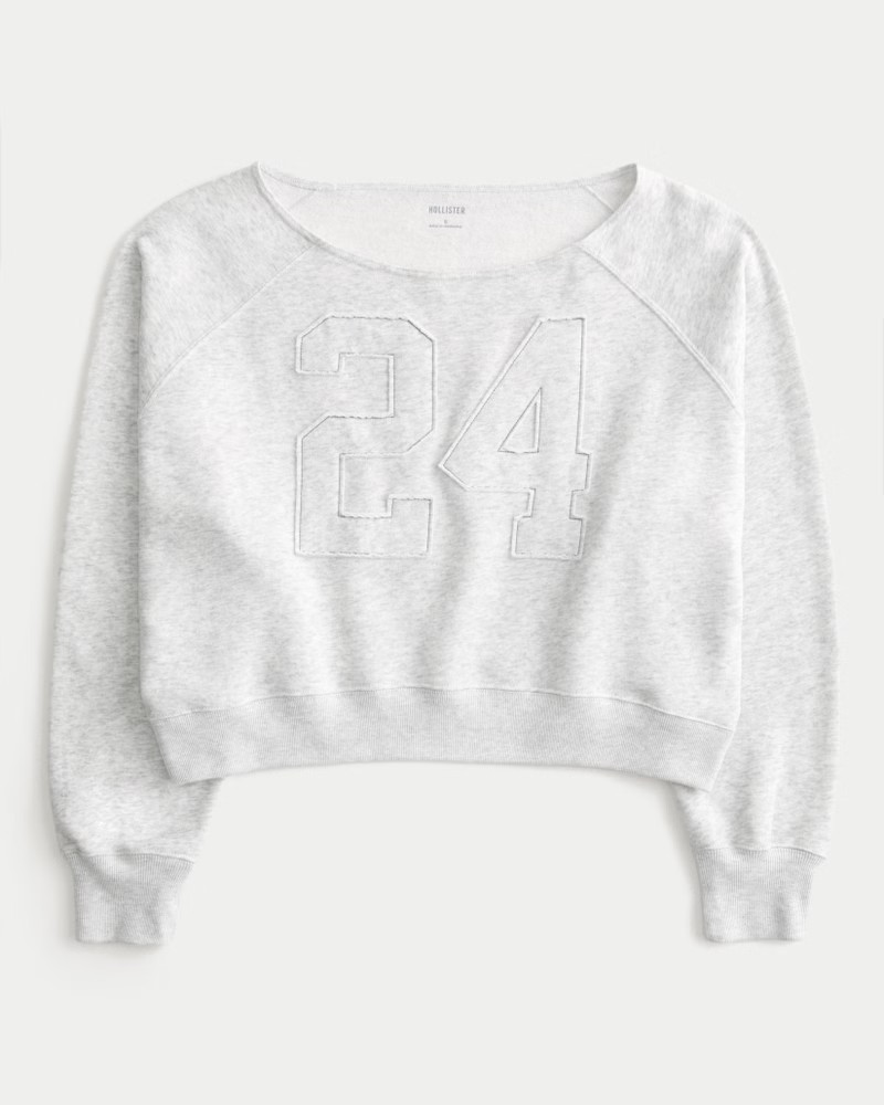Women's Easy Off-the-Shoulder Number Graphic Sweatshirt from Hollister | Hollister (US)