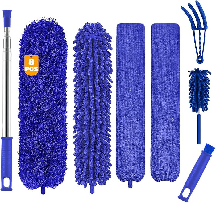 Buysenton Microfiber Duster, 8PCS Feather Duster with 100 Inch Telescoping Extension Pole, Reusab... | Amazon (US)