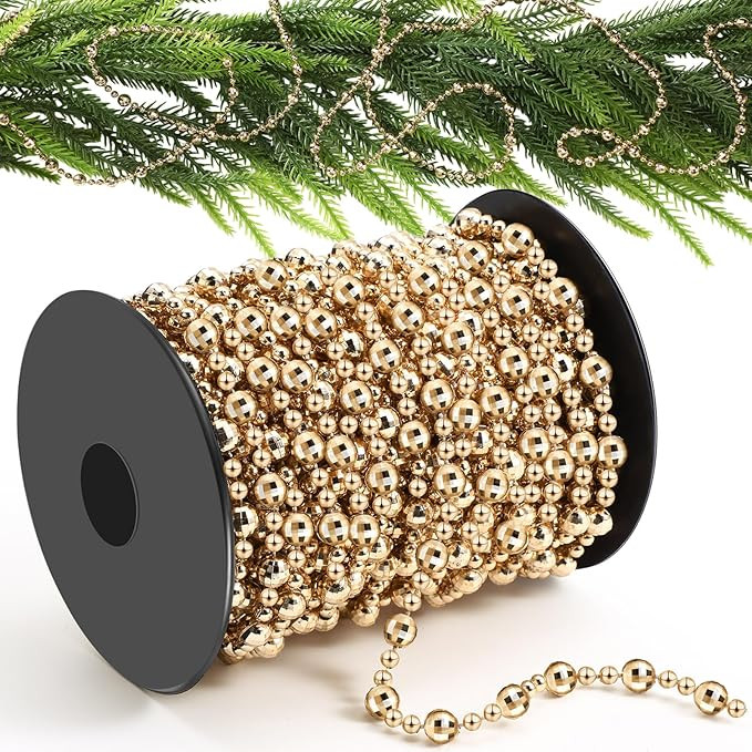 Pangda 49 Feet Christmas Tree Beads Garland Strands Chain for Christmas Wreath Decoration Table C... | Amazon (US)