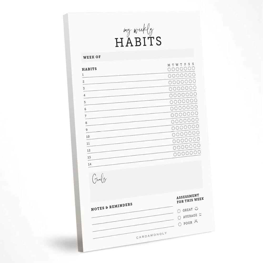 CARDAMONOLY Habit Tracker Notepad - 50 Page Tear Off Planning Pad - 6 x 9 - High Performance Plan... | Amazon (US)
