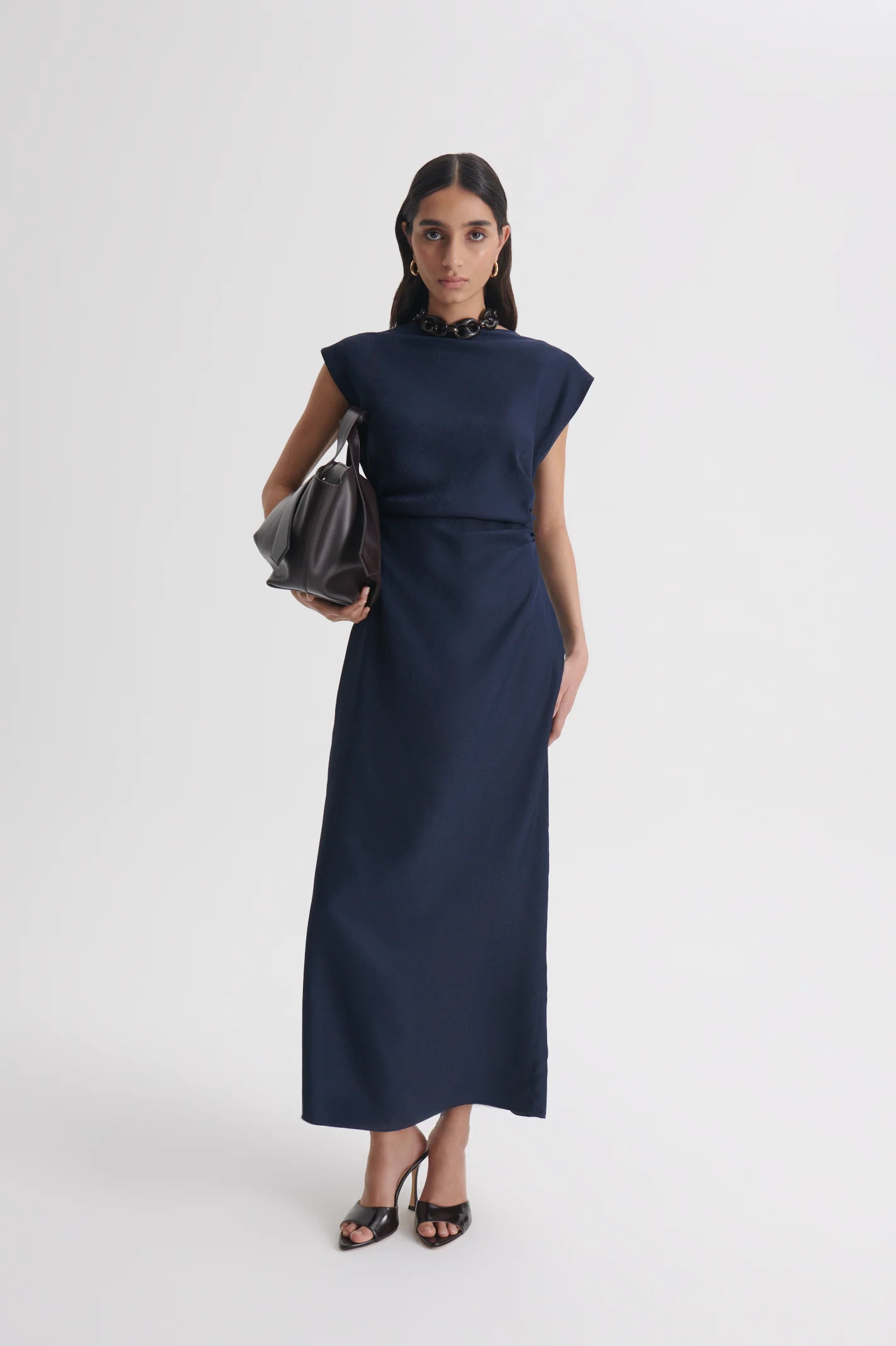 SILK JACQUARD DRESS - NAVY - Scanlan Theodore | Scanlan Theodore