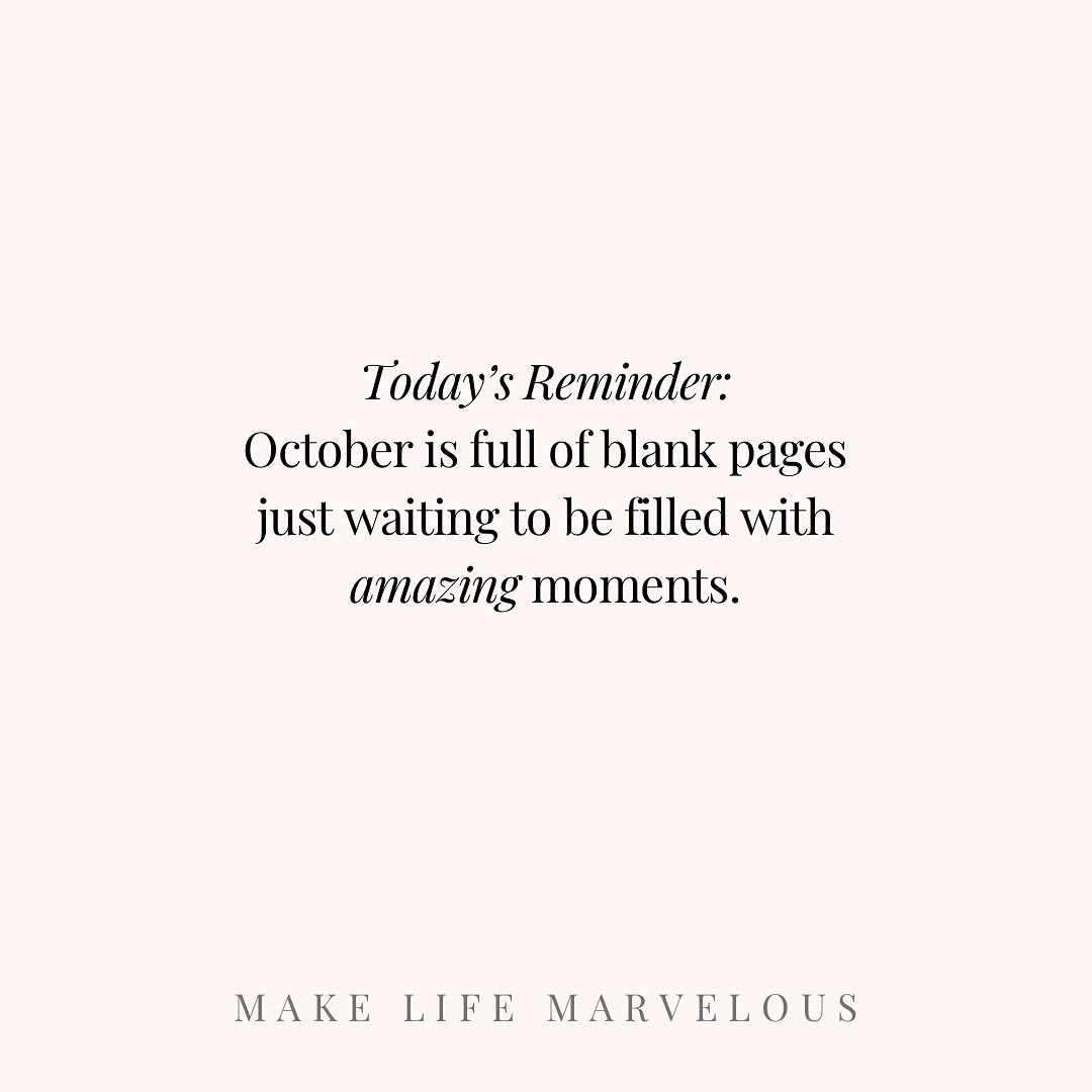 Happy October! 🍁
 
It’s a fresh chapter waiting to be written. I’m wishing you the very best one yet, sweet friends!
 
What’s something you’re looking forward to this month? 🍂

💗 Ashley

#MakeLifeMarvelous
October, new month, today’s reminder, inspirational quote.

#LTKSeasonal #LTKHome #LTKStyleTip