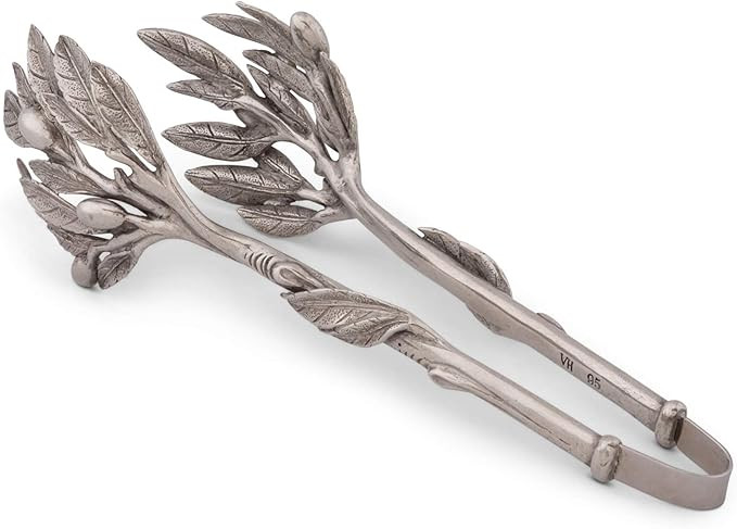 Vagabond House Pewter Metal Olive Pattern Ice and Bread Tongs 8''Long x 3''Wide x 2.25''Tall | Amazon (US)