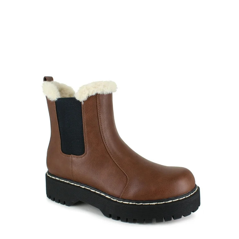 PORTLAND by Portland Boot Company Women's Faux Fur Trim Chelsea Boot | Walmart (US)