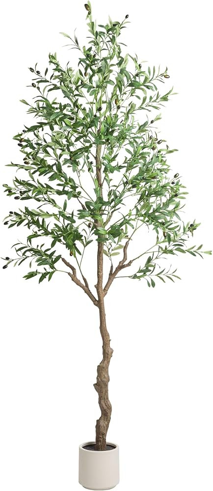 Artificial Olive Tree 7FT, Tall Faux Olive Trees with White Pot for Indoor Outdoor, Realistic Pot... | Amazon (US)
